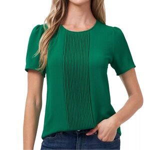 CECE
Women's Pintucked Front Short Sleeve Crew Neck Blouse Lush Green Size Small